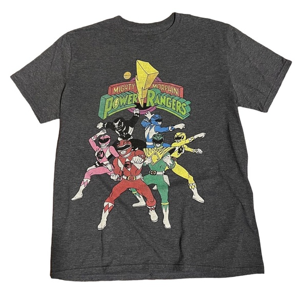 Other - Mighty Morphin Power Rangers Gray Promo Retro TV Tee T Shirt Mens Size: Large